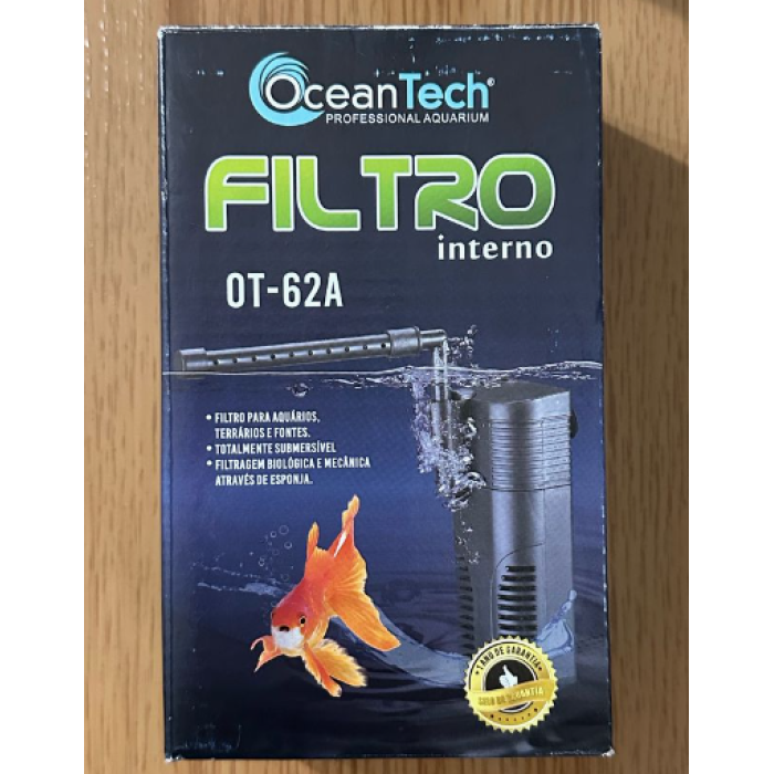 filtro para aquário peixe betta e água doce até 60l saída flauta ocean tech ot-62a